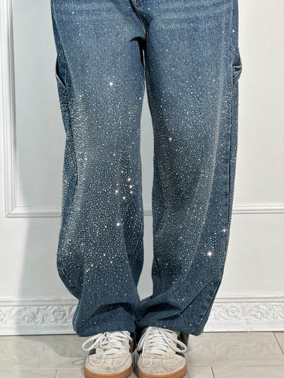 Vera | Shiny Denim Jeans met Losse Pasvorm