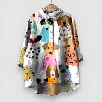 Mila | Blouse met Hondenprint