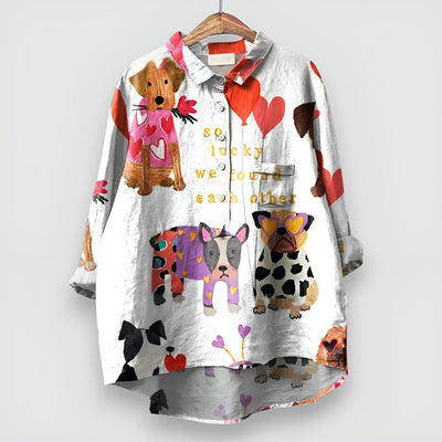 Mila | Blouse met Hondenprint