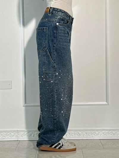 Vera | Shiny Denim Jeans met Losse Pasvorm