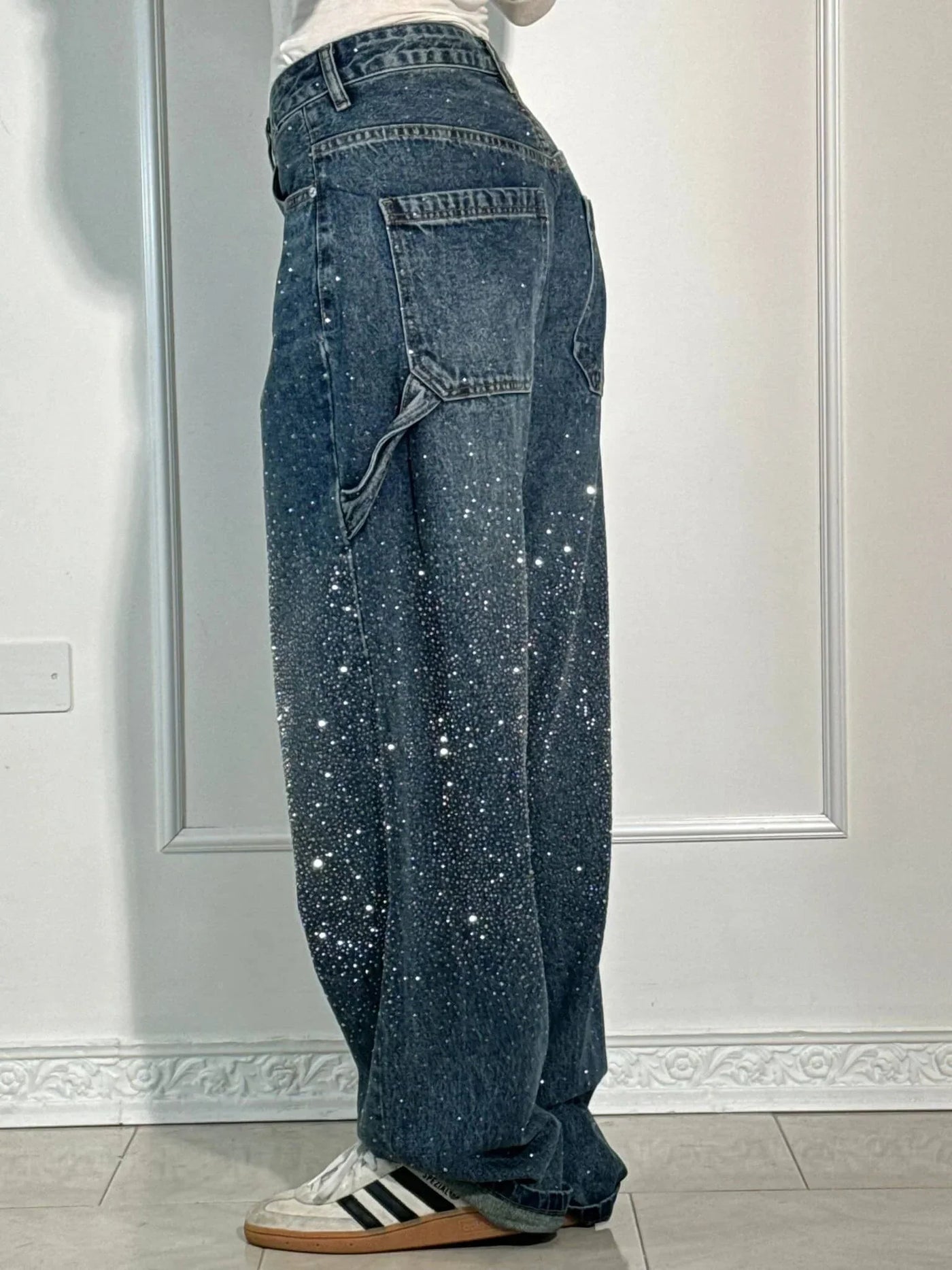 Vera | Shiny Denim Jeans met Losse Pasvorm