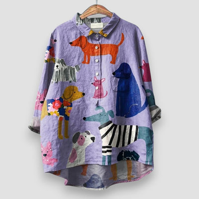 Mila | Blouse met Hondenprint