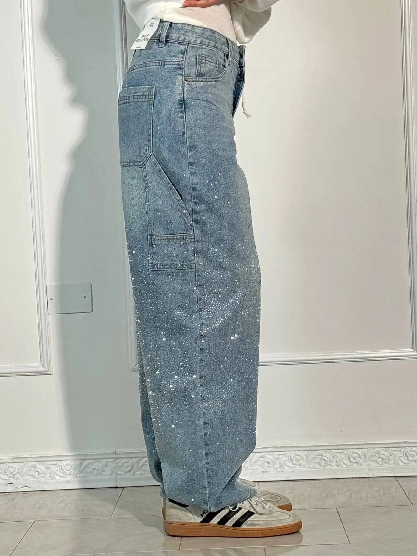 Vera | Shiny Denim Jeans met Losse Pasvorm