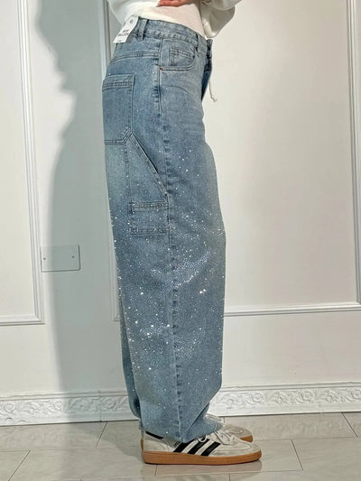 Vera | Shiny Denim Jeans met Losse Pasvorm