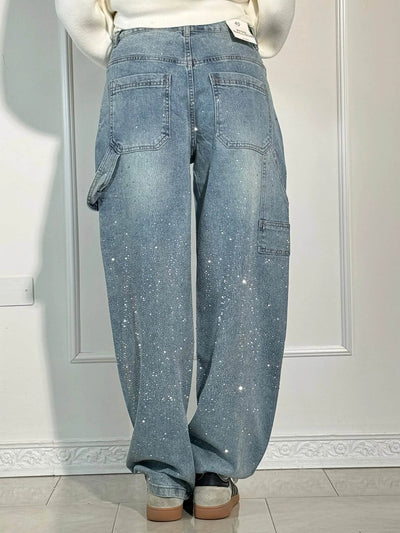 Vera | Shiny Denim Jeans met Losse Pasvorm