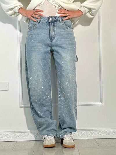 Vera | Shiny Denim Jeans met Losse Pasvorm