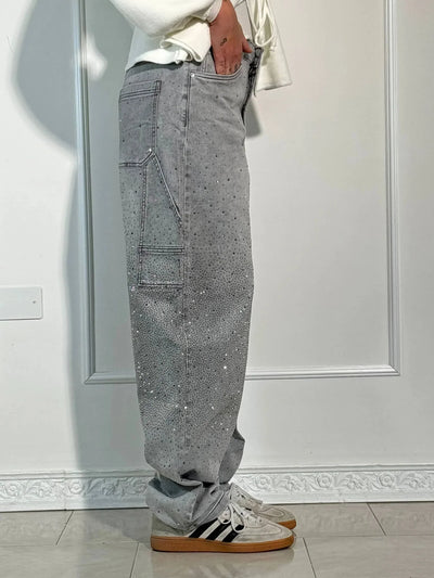 Vera | Shiny Denim Jeans met Losse Pasvorm