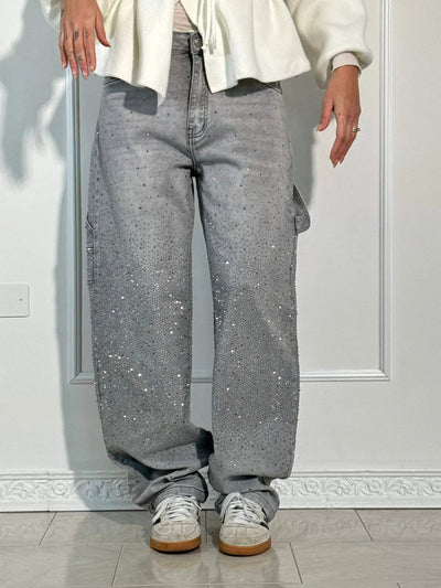 Vera | Shiny Denim Jeans met Losse Pasvorm