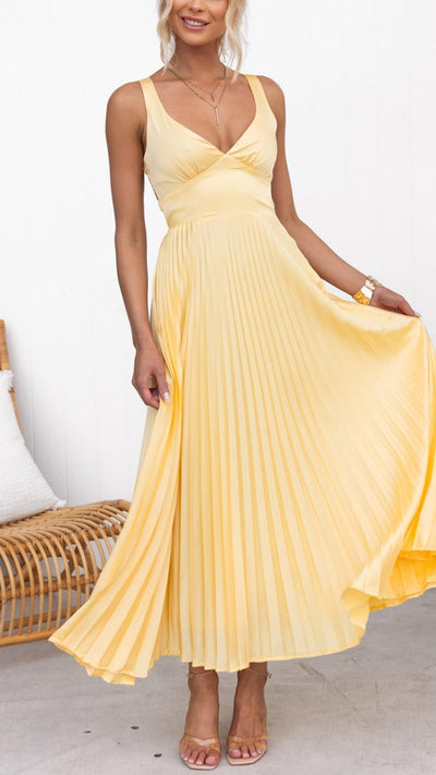 Femke | Gele V-hals Maxi-jurk