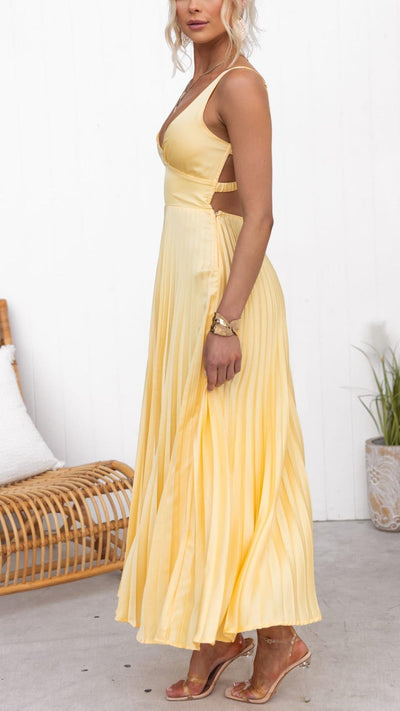 Femke | Gele V-hals Maxi-jurk