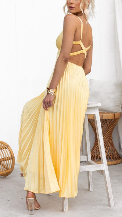 Femke | Gele V-hals Maxi-jurk