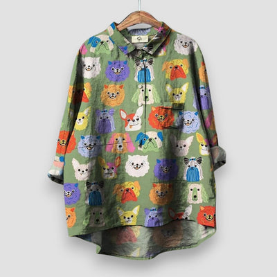 Mila | Blouse met Hondenprint